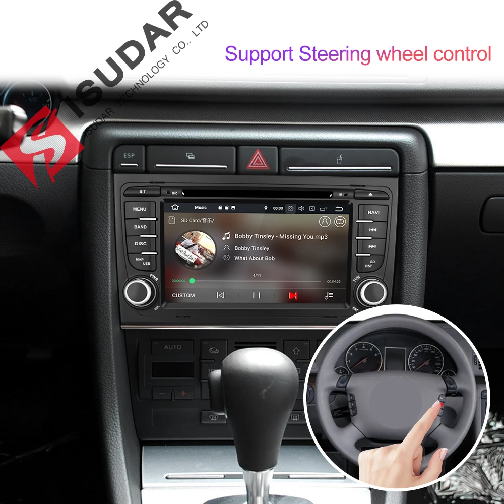 Isudar 2 Din Автомобильный мультимедийный плеер gps Android 9 DVD Automotivo для Audi/A4/S4 2002-2008 радио четырехъядерный ram 2 Гб rom 16 Гб DSP