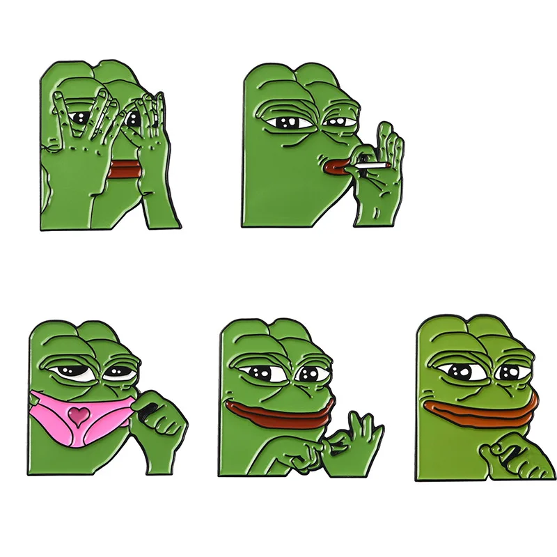 Популярная брошь в виде лягушки Pepe Pin Feel Bad Man булавка грубой с отворотом Значки