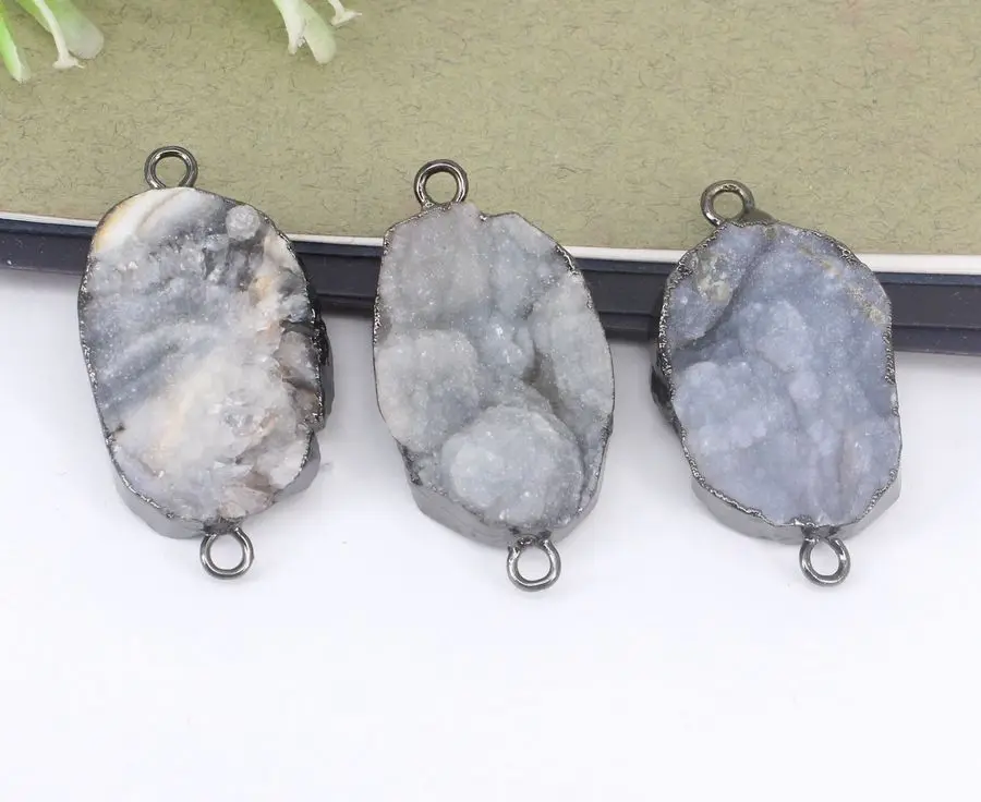 Соединитель из натурального кварцевого камня бусины черного цвета для бижутерии