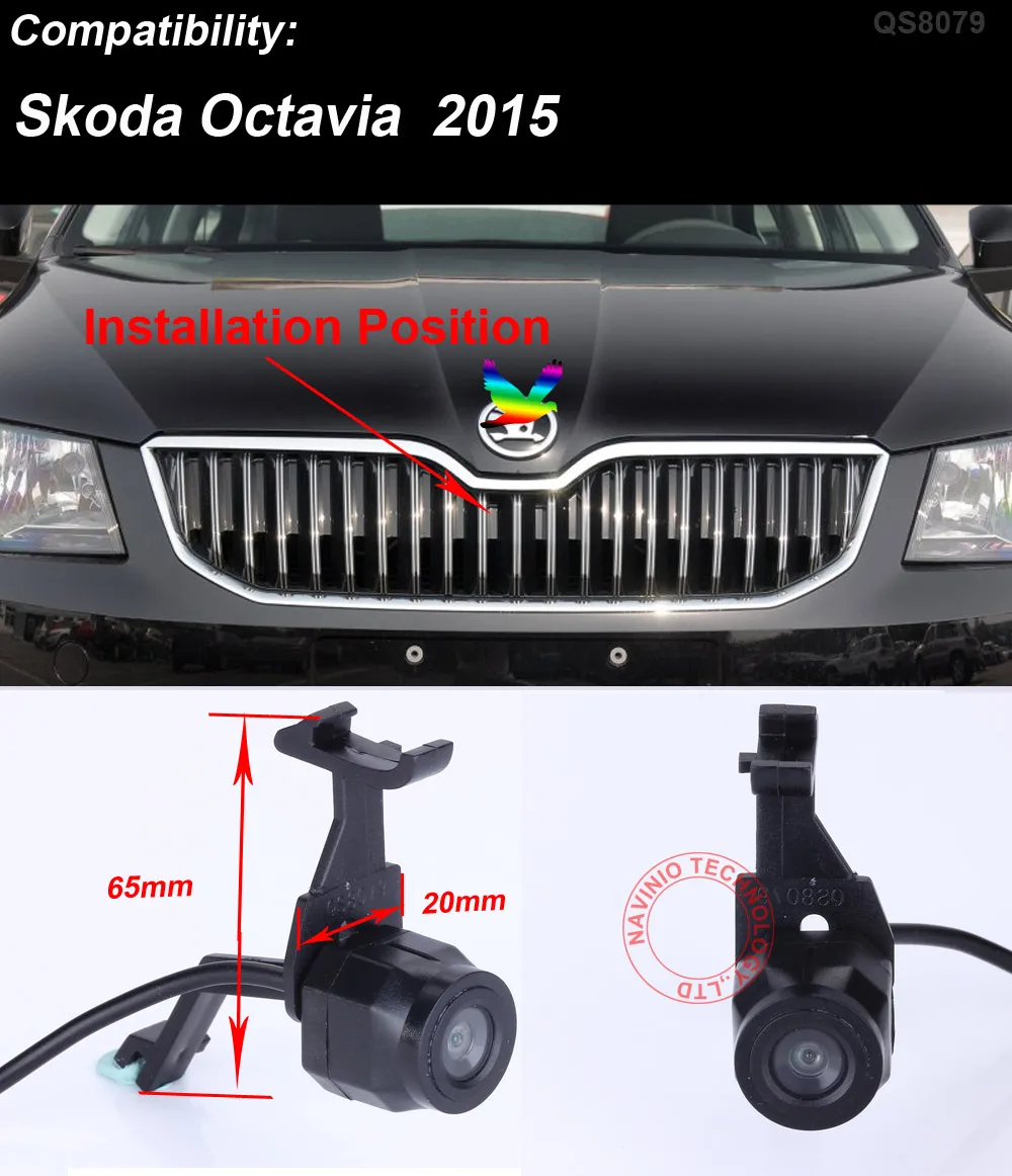 CCD Автомобильная Логотип Эмблема передняя камера для Skoda Octavia Беспроводная фронтальная камера для мокрого автомобиля HD Водонепроницаемая 170