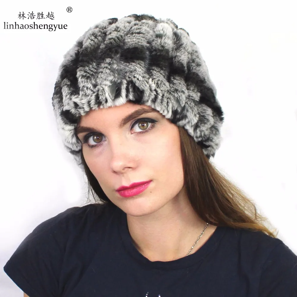 

Linhaoshengyue 2017 real fur Rex rabbit fur women hat winter warm cap winter warm spring NEW scarf cap