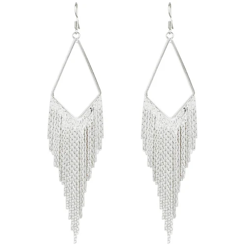 SHEEGIOR Boho Этнические черные длинные висячие серьги с кисточкой для женщин модные ювелирные изделия романтические милые Винтажные серьги Bijoux Femme подарок - Окраска металла: Silver E0094J
