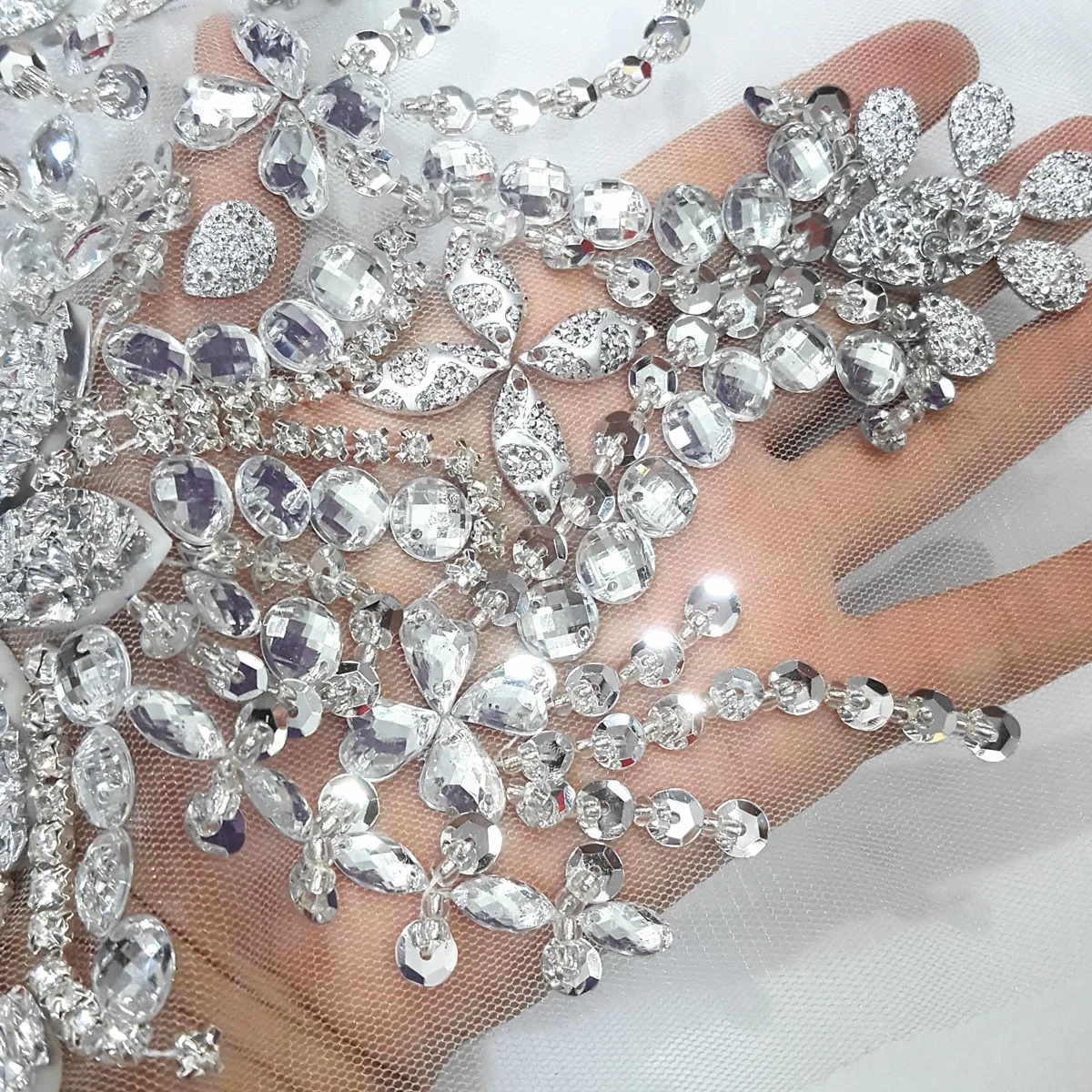 Серебряные Бусины Кристаллы Стразы блестки аппликация пришивные камни сделай