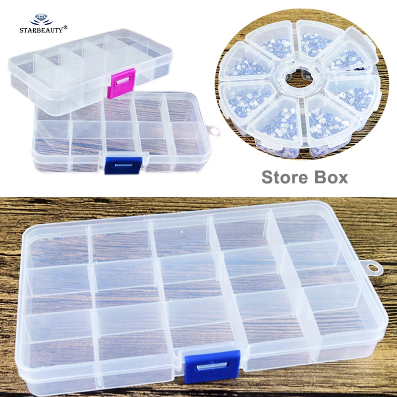 1pc 100% New PP Resin Clear Storage Box for Fake Nose Ring Helix Piercing Tongue Rings Boxes 8/10/15 Lattice Jewelry Container