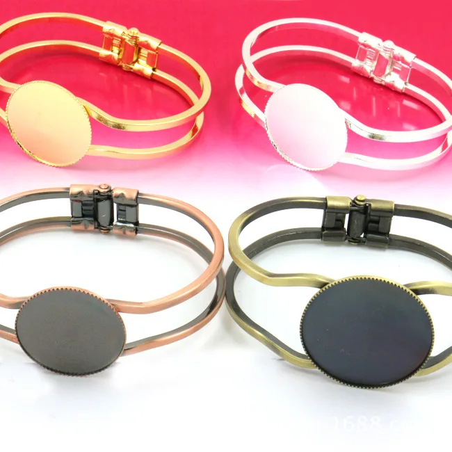 

Античная бронза 25 мм настройки браслета манжеты Пустые Базовые подносы ободок для 25 мм Кабошон Камея DIY модный винтажный браслет