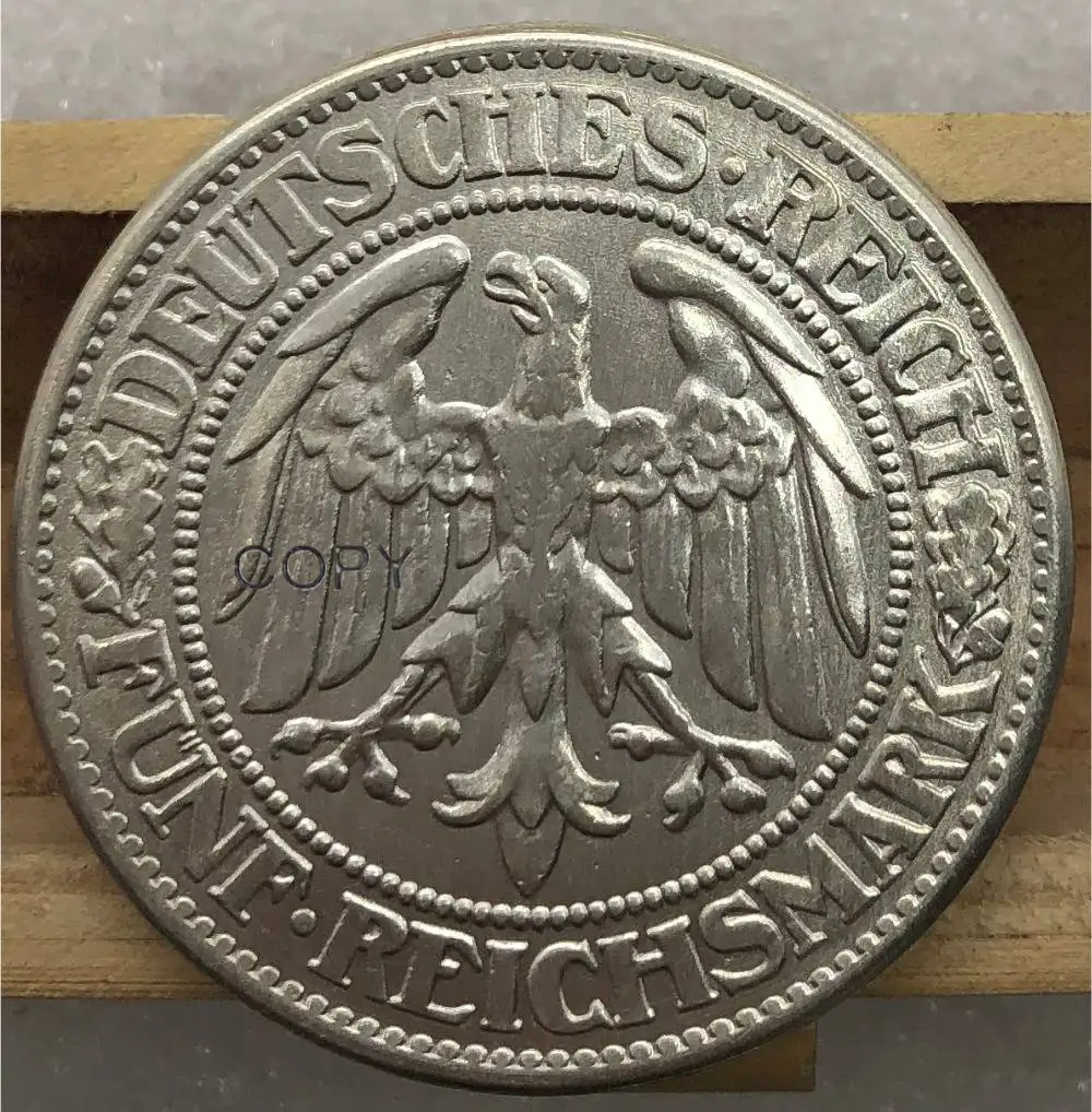 Германия 1932 E 5 рейхsmark DEUTSCHES Рейх медная Посеребренная Имитация монеты с восстановленным краем