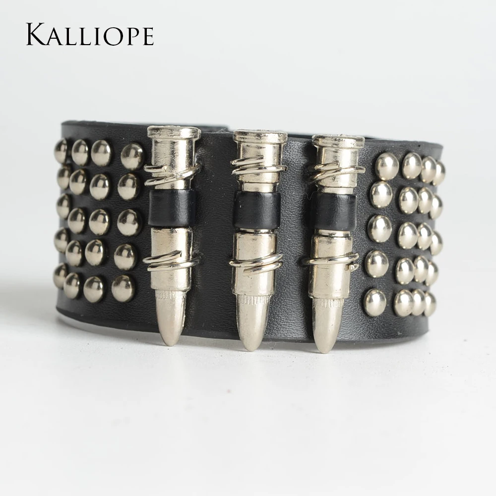 

Bullet-shaped metal band rivet leather bracelet trendy exquisite charming jewelry birthday/christmas gift