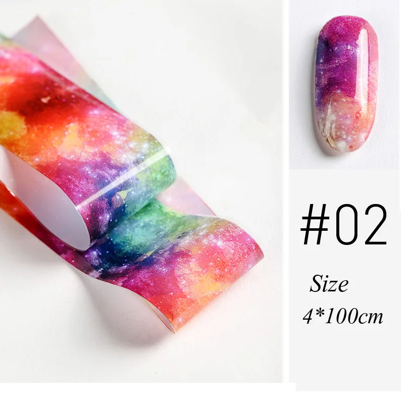 1pc color 02 10 цветов Фольга для ногтей цветная галактика звездное небо переводная фольга бумага водный мрамор наклейки для ногтей украшения ногтей Маникюрный Инструмент - Цвет: 1pc color 02