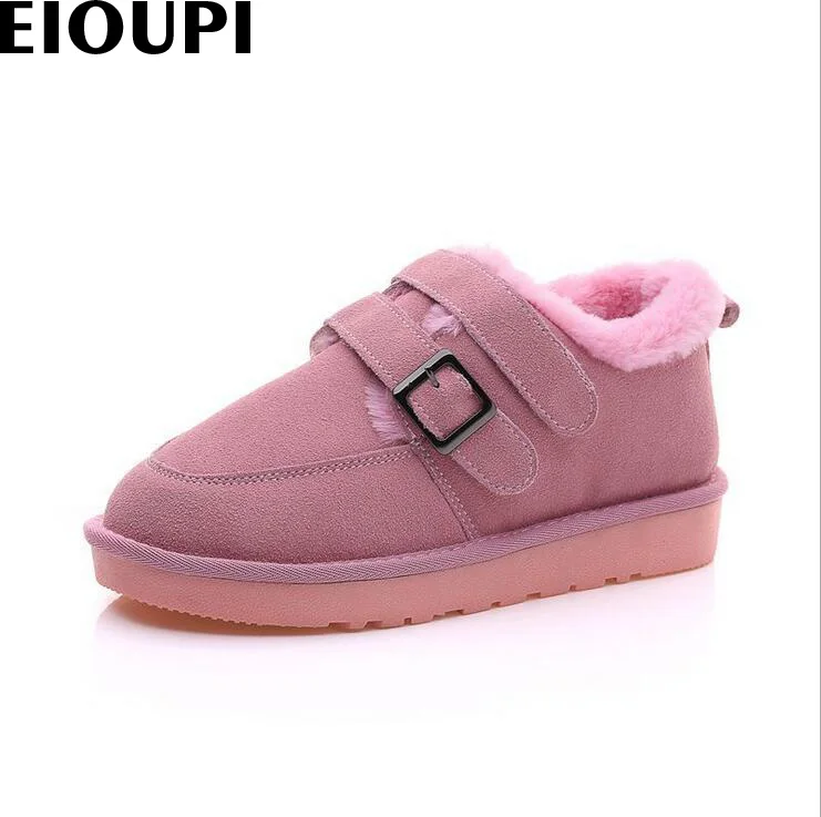 Теплые зимние ботинки EIOUPI из натуральной воловьей кожи женские повседневные