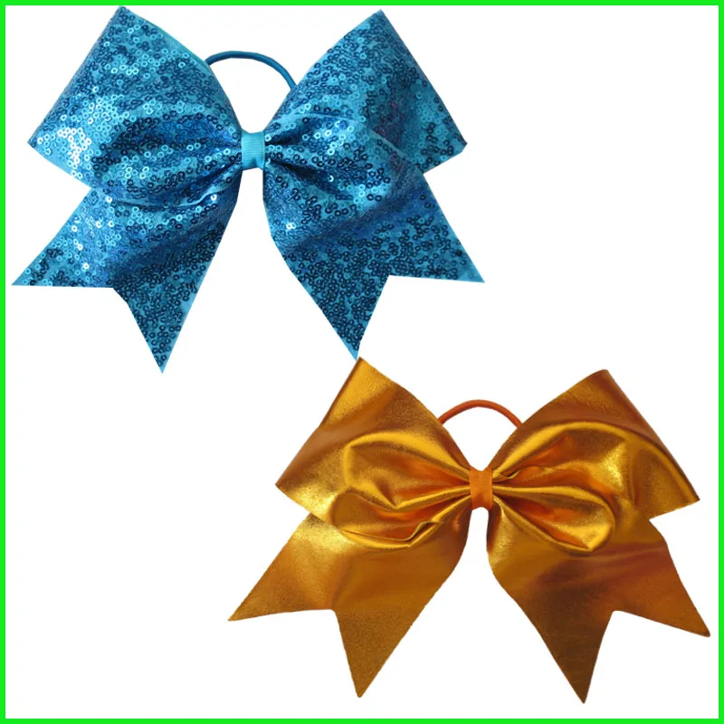 

50 BLESSING Good Girl 4.5 Inch Spangle Cheer Leader Bow Elastic Flash Wholesale