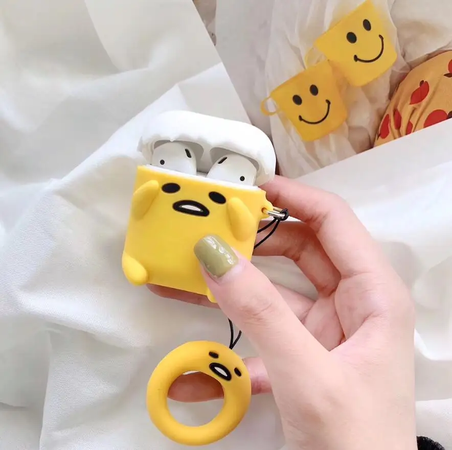 Airpods Pro Чехол стильная футболка с изображением персонажей видеоигр 3D Gudetama Мягкий силиконовый чехол для Apple Airpods 1/2/3 крышка Беспроводной Bluetooth наушники чехол - Цвет: Цвет: желтый