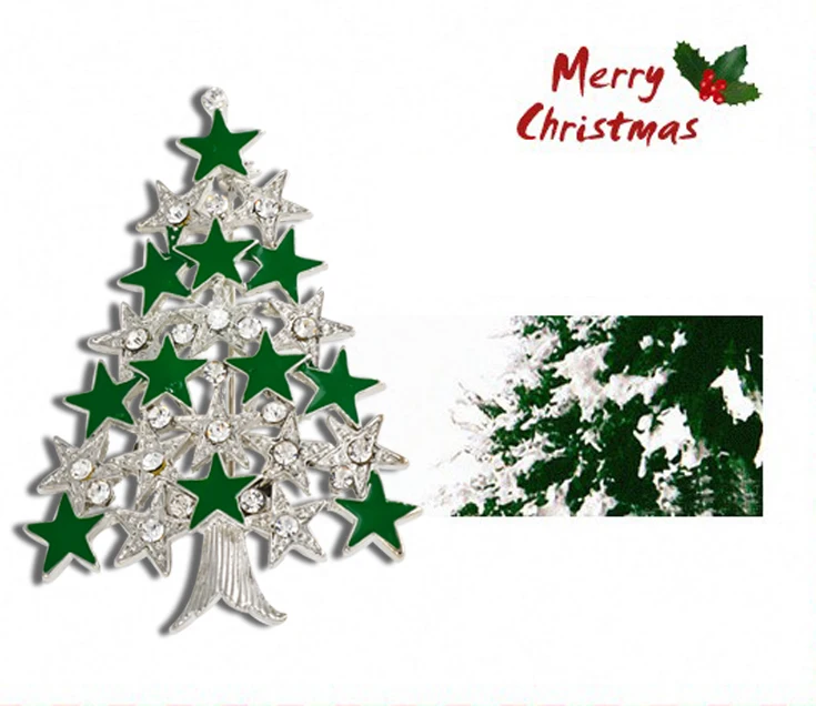 Женская Винтажная брошь на рождественскую елку зеленая с букетами акриловая для