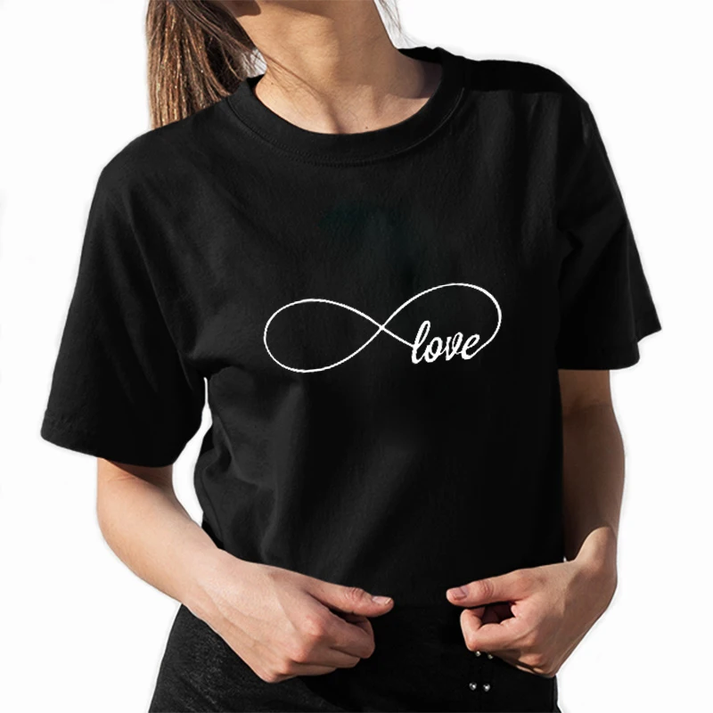 Женская свободная рубашка EnjoytheSpirit Infinity Love белая с круглым вырезом хорошего