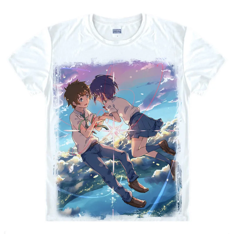 Аниме рубашка Coolprint с вашим именем футболки Kimi No Na Wa коротким рукавом Tachibana Taki Miyamizu