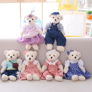 1 пара 40 см пасторальный цветочный ковбойский пара плюшевых мишек плюшевые игрушки, пара плюшевых мишек куклы, подарки на день Святого Валентина и свадьбу
