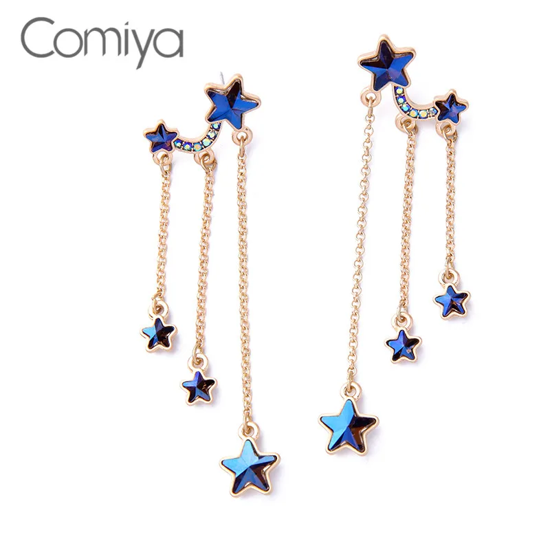 Comiya длинное Золотое цветное звено стеклянные звезды индийские ювелирные изделия