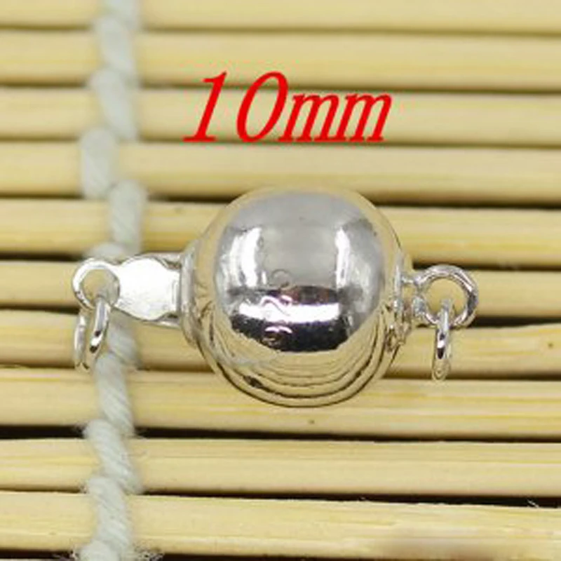 10 мм покрытого родием шарообразный 925 пробы серебряная застежка|silver clasp|925 sterling