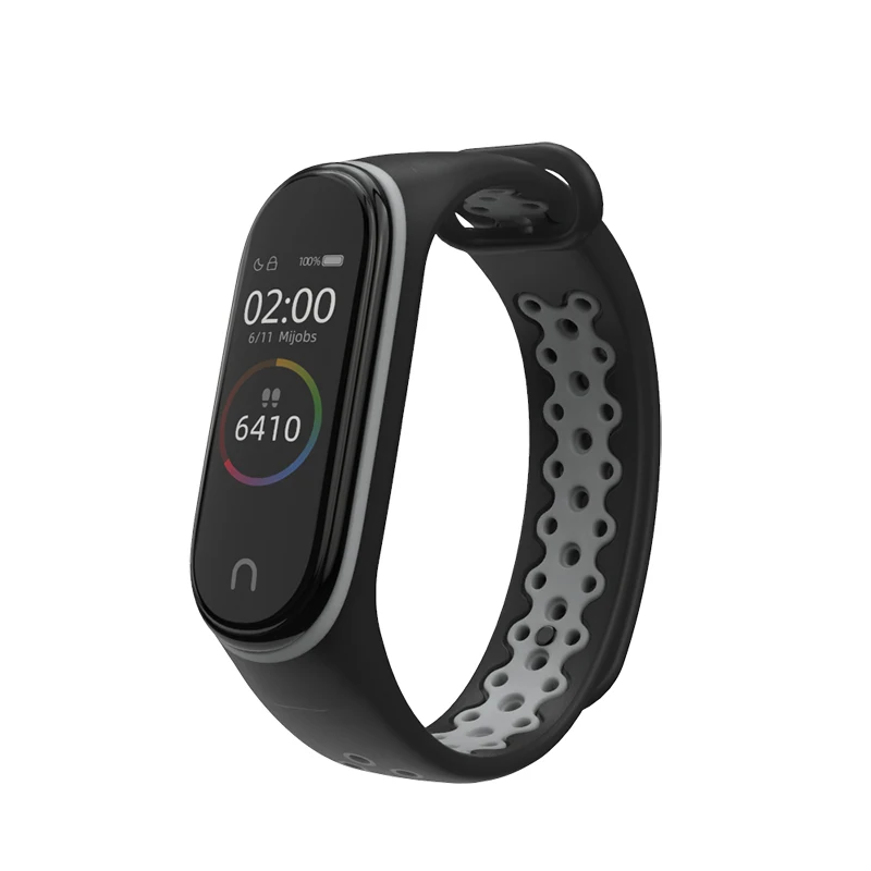 Black Gray Спортивный Браслет mi Band 4, 3, силиконовый браслет на запястье для Xiaomi mi, спортивный браслет для mi band 4, 3, band 4, смарт-браслет - Цвет: Black Gray