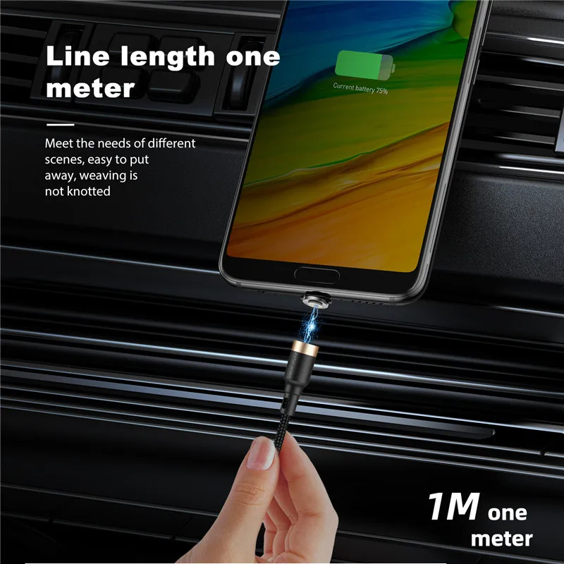 USLION 3A Магнитный кабель для быстрой зарядки Micro USB Type C iPhone Huawei Samsung Xiaomi провод Type-C