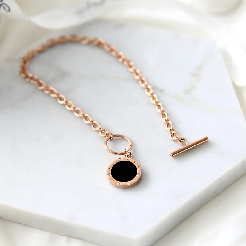 Титановая сталь цвет черный круглый корпус карты римское покрытие розовое