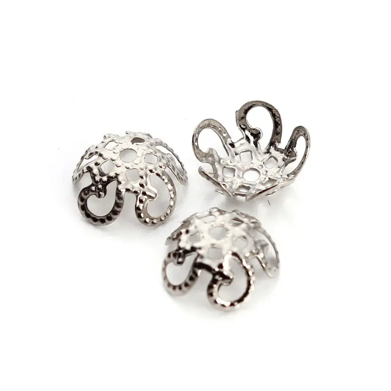 Пустотелые металлические филигрань круглые колпачки из серебристого золота и