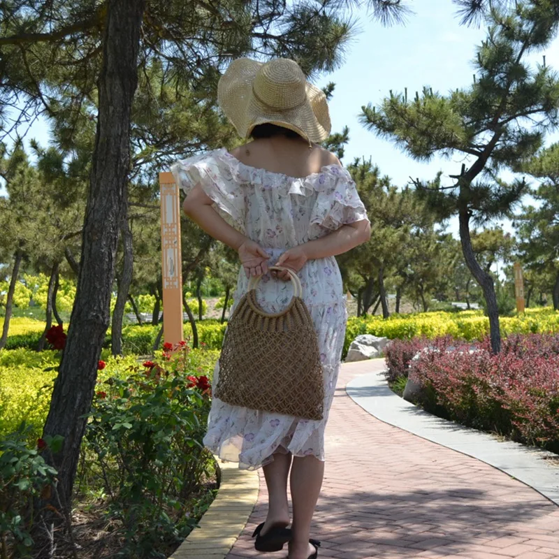 Плетеная Сумка летняя модная Натуральная Женская Ручная сумка Пляжная уличная