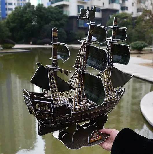 3D трехмерный пазл Карибский пиратский корабль черный жемчуг цифры в сборе