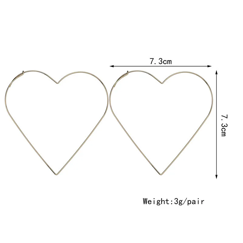

Fashion Simple Gold Color Big Stud Earrings for Women Punk Heart Earring New Cheap Wedding Bride Jewelry Gifts