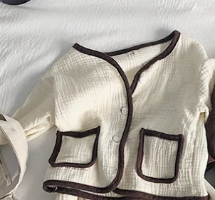 beige coat Новое поступление, осенняя куртка в Корейском стиле с героями мультфильмов и штаны из чистого хлопка комплекты одежды из 2 предметов для мальчиков и девочек - Цвет: beige coat