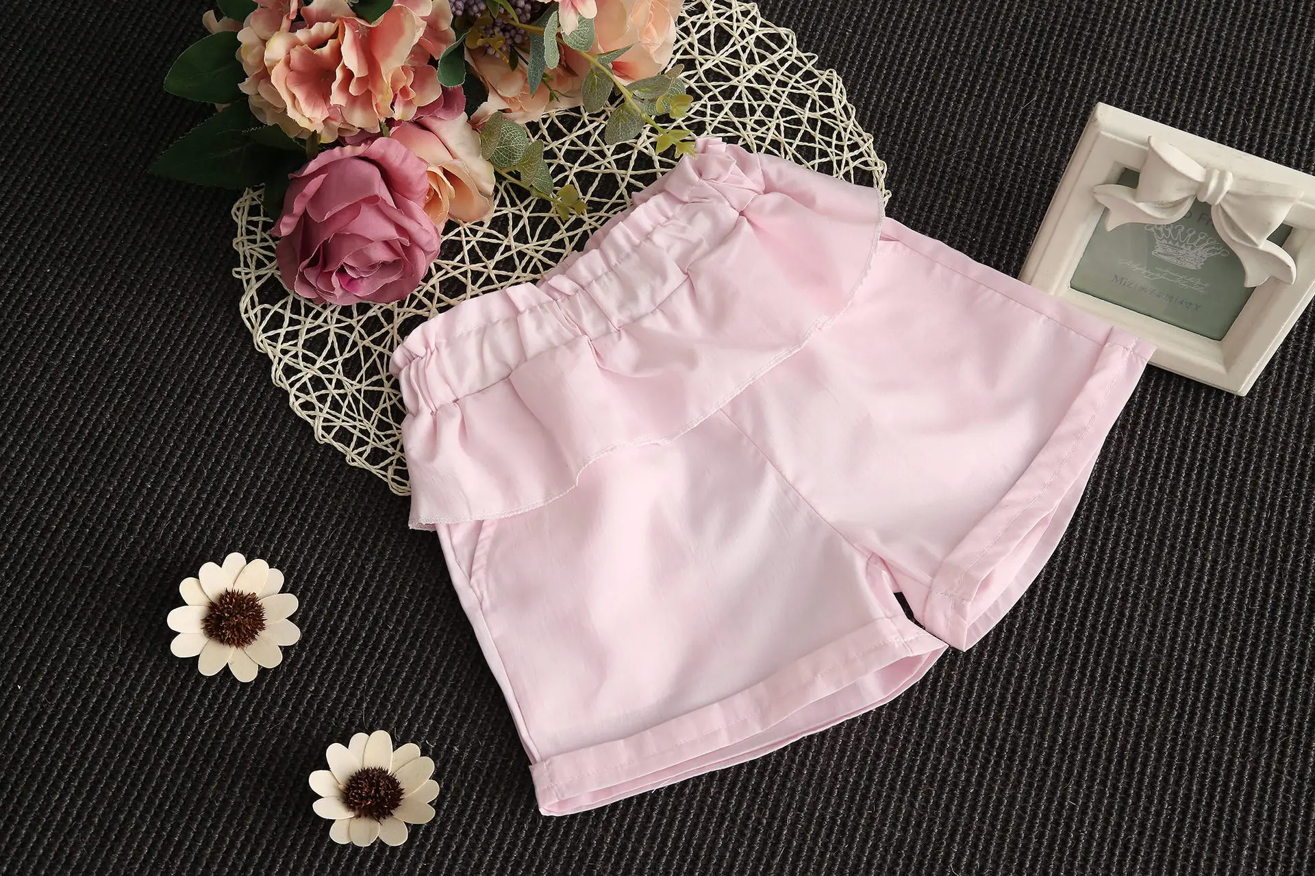 Шифоновая футболка и шорты для девочек с цветочной вышивкой|children clothing|clothing fashionsuit