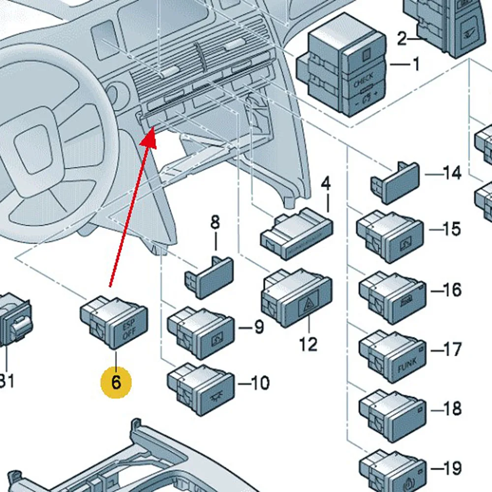 4F0927134 ESP электронный переключатель кнопка для Audi A6 C6 S6 RS6 2005 2006 2007 2008 2009 2010 2011 4FD927134