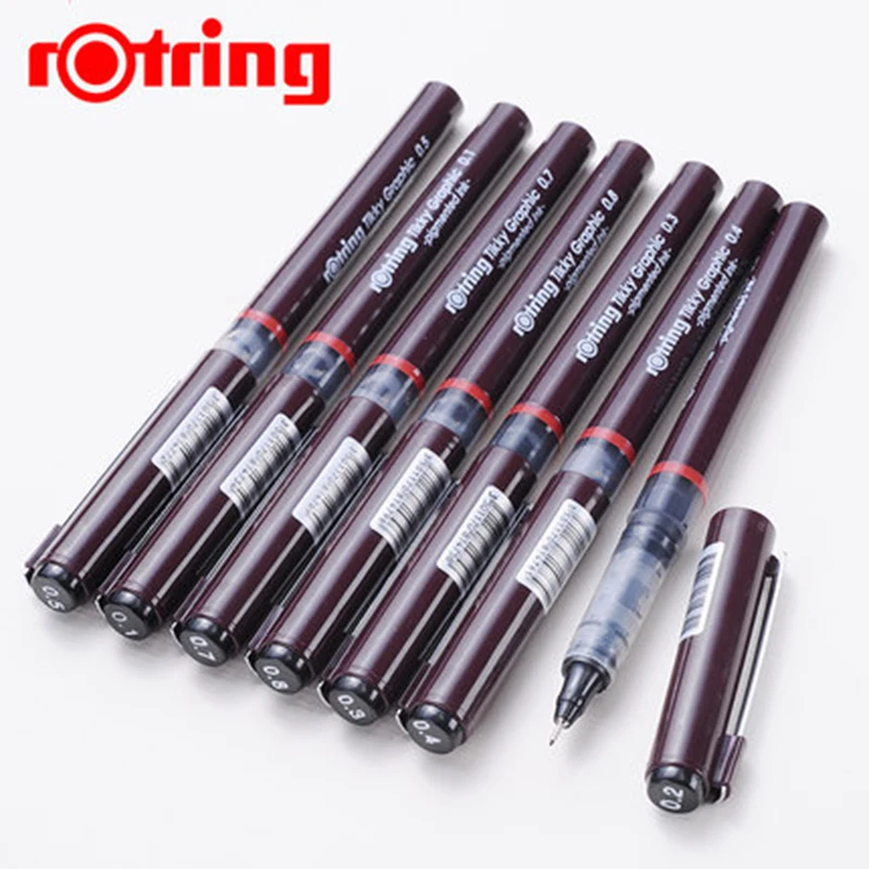 3 шт./лот Rotring Tikky графические пигментированные чернила 0 1/0 2/0 3/0 4/0 5/0 7 мм