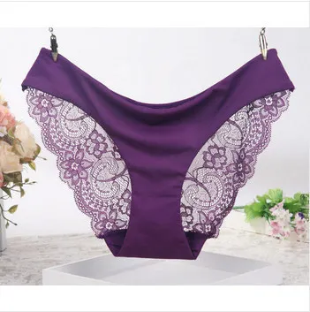 purple Дамское женское нижнее белье кружевные трусики пикантные Culotte Femme Panty Fancy Calcinha renda для женщин бесследные промежности хлопковые трусы - Цвет: purple