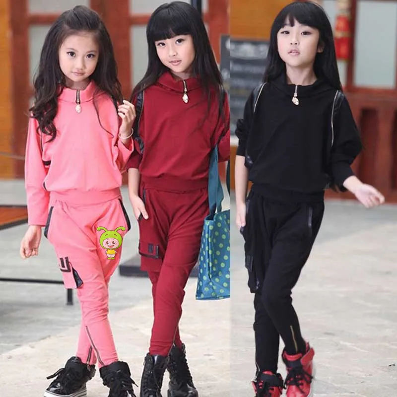 Wholesale chinese garment factory girls sports play fashion children clothes set for 4 5 6 7 8 9 10 years old girl KS 1504|clothes dye|clothes big
