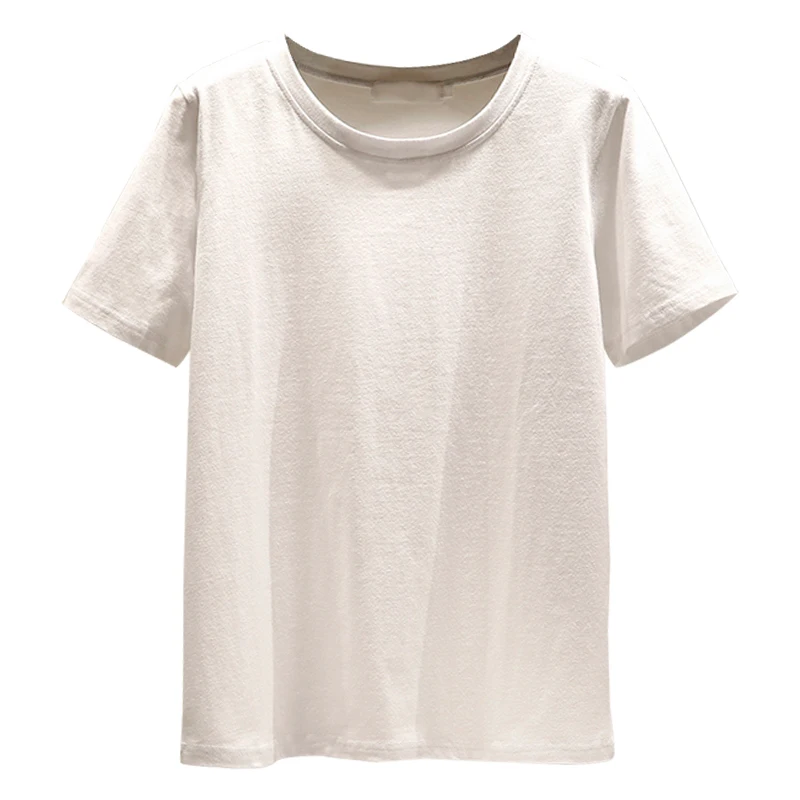 

S~2XL Women Tops Simple Casual 2019 Summer T-Shirts Solid Short Sleeve Round Neck Loose Cotton Bottoming Women's T-shirt ZW157