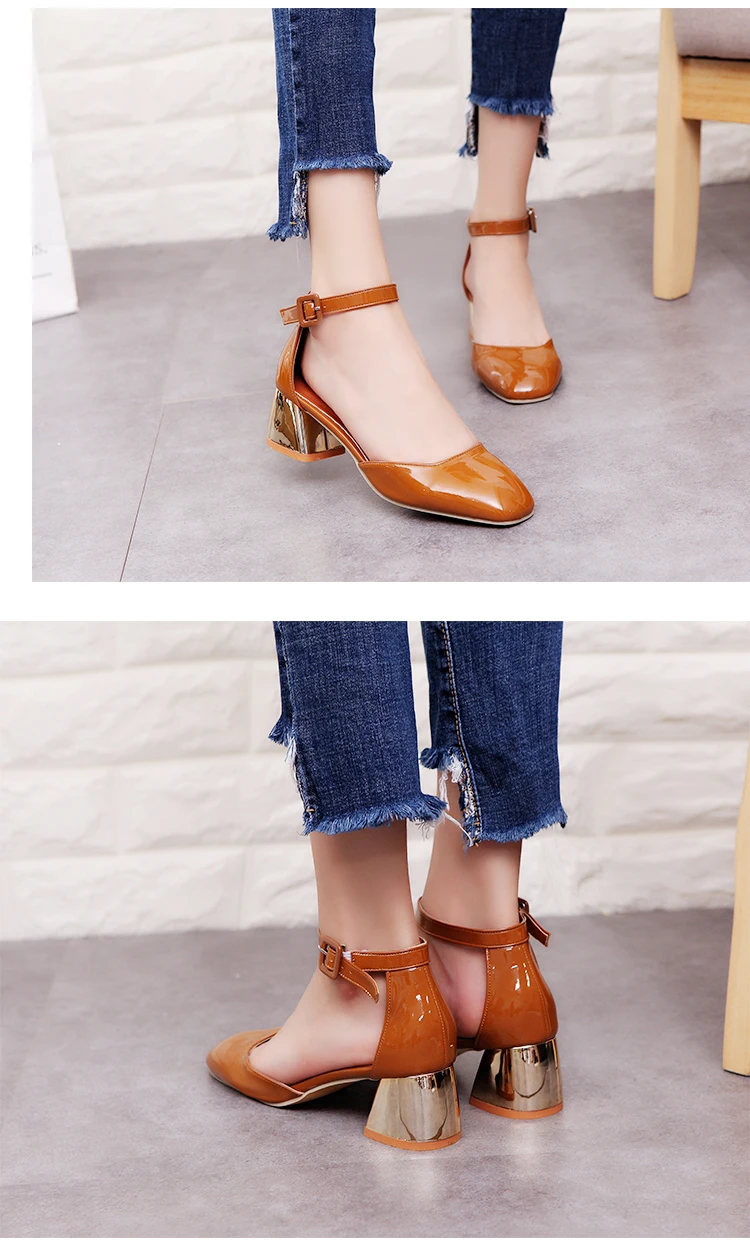 Zapatos mujer; женские туфли-лодочки; женская обувь на толстом каблуке с ремешком на щиколотке; модельные туфли-лодочки с квадратным носком на среднем каблуке; удобная женская обувь; 5 см