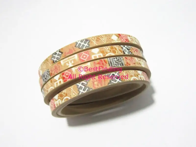 

5x2mm leather cord Tawny base Ancient characters 5mm flat leather cord S5054