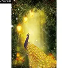 Полноразмерная Алмазная 5D картина сделай сам, вышивка Золотой Павлин, мозаика для вышивки крестиком, подарок для домашнего декора, CJ43
