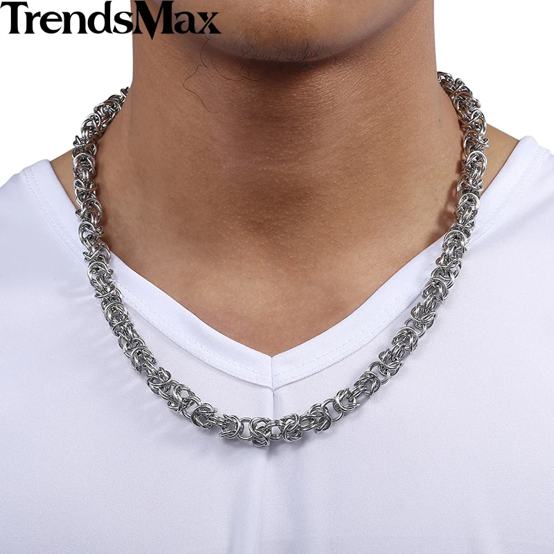 Trendsmax, нержавеющая сталь, византийское звено, серебряное, золотое, мужское ожерелье, цепочка для мальчиков,, ювелирные изделия KNM101