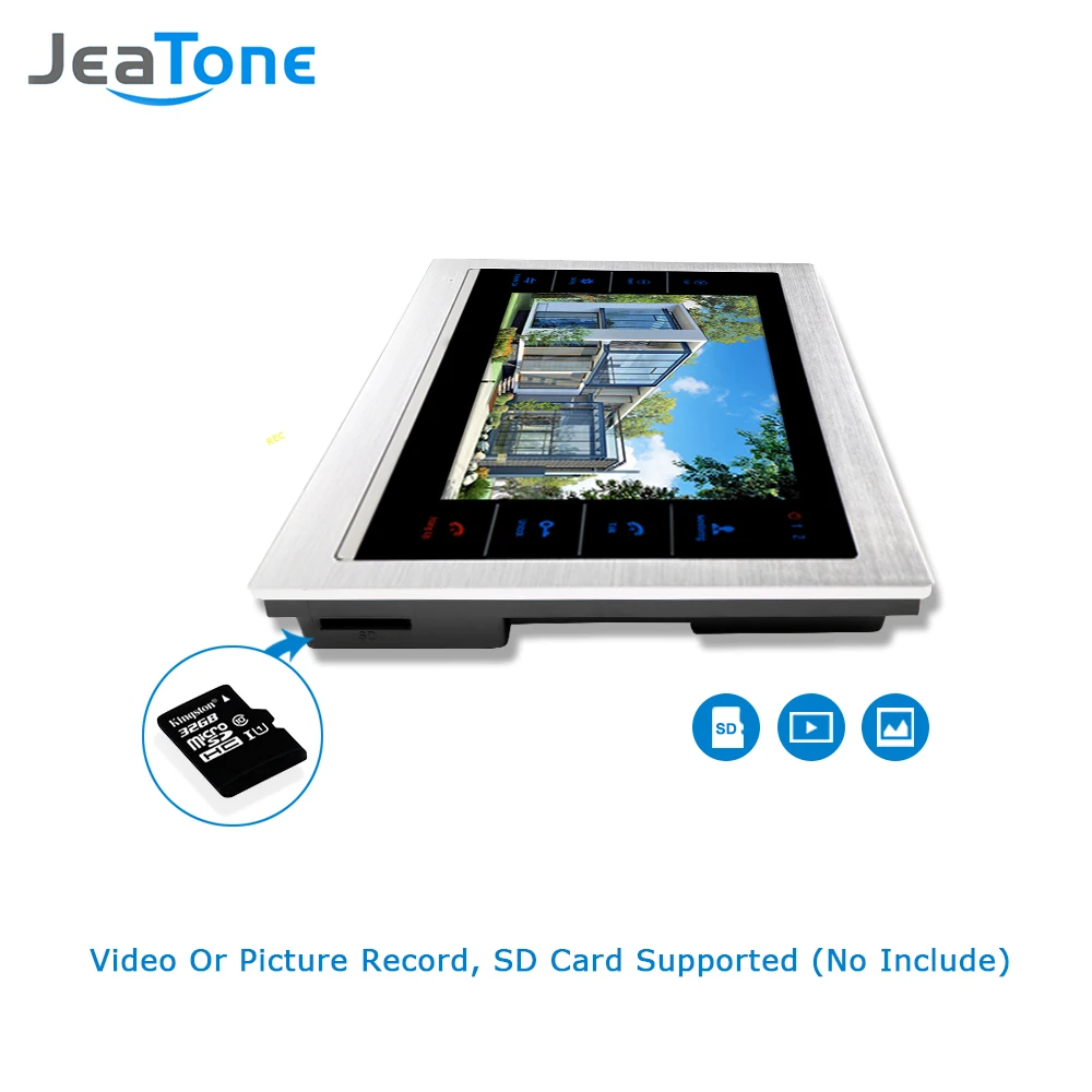 JeaTone Новый 10 &quotTFT сенсорная кнопка видео домофон дверной звонок с 1200TVL COMS 2 камера +