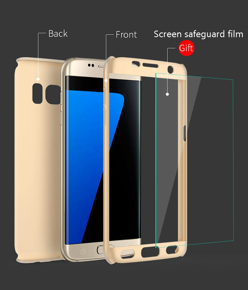 Для Samsung galaxy s6 s7 edge чехол 360 градусов полный защитный + закаленное стекло для J5 J7 Prime