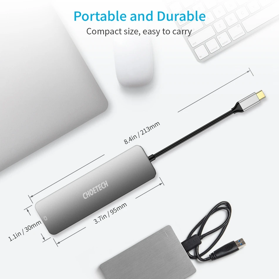 CHOETECH USB C концентратор многопортовый конвертер с 4 K HDMI 30 Гц видео выход 2 3 0 порты и