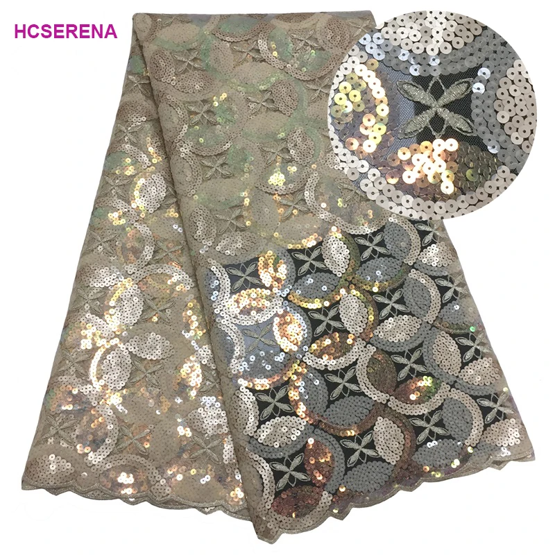 African Lace Fabric 2019 High Quality French With Sequins Nigerian Tulle Mesh For Wedding Free Shipping | Дом и сад