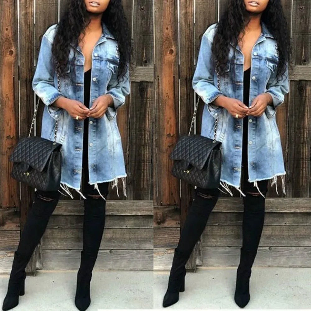 Женская мода новинка уличный стиль плюс размер отверстие длинное тонкое