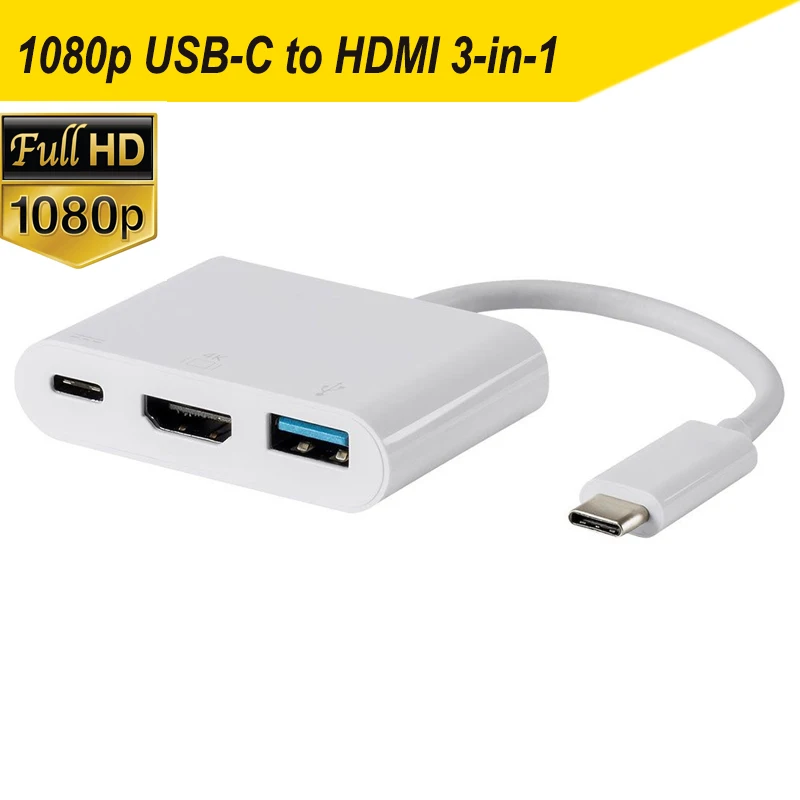 Thunderbolt 3 Тип C USB 3,1 4K HDMI VGA адаптер 3-в-1 кабель для Apple macbook и pro(thunderbolt-зарядное устройство с 3 usb-портами