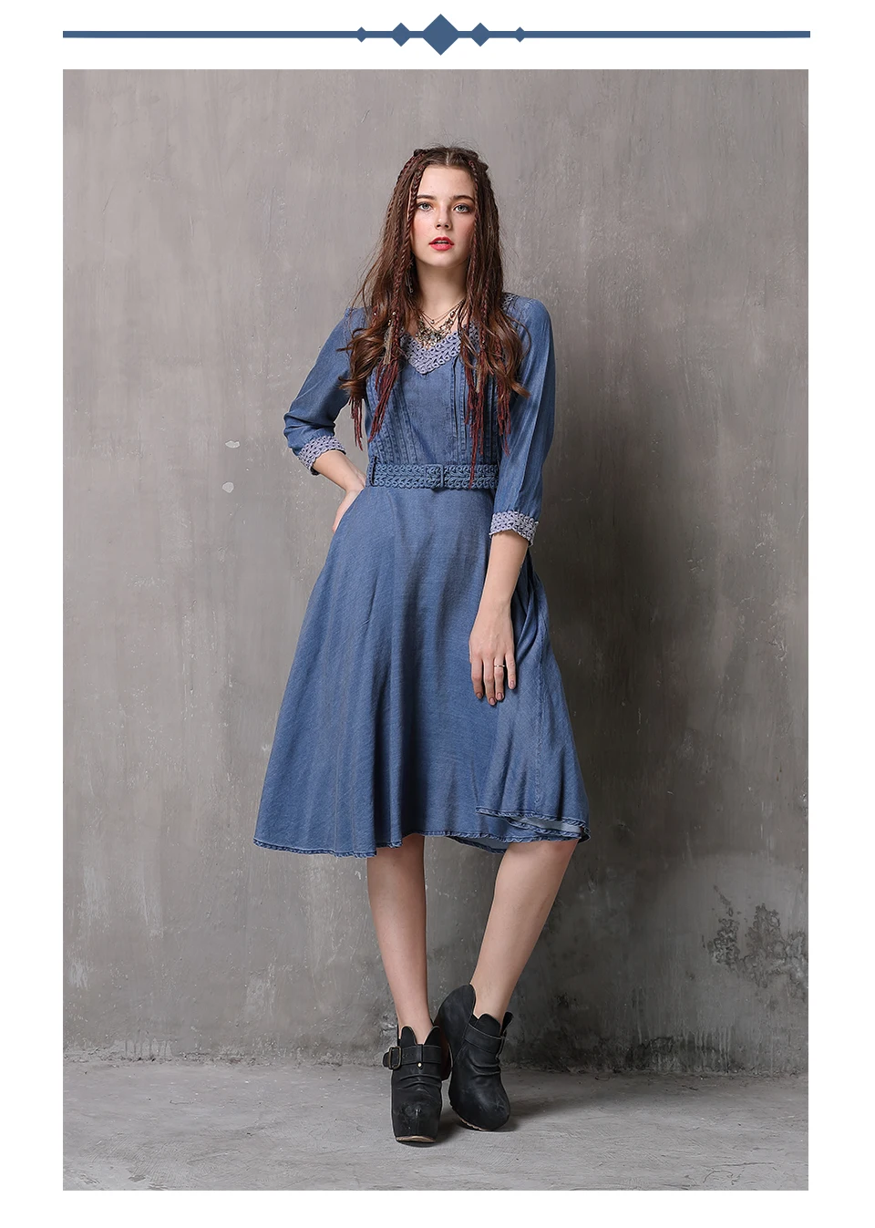 Летнее платье Yuzi. may Boho новые хлопковые платья с v-образным вырезом и рукавом три четверти с поясом женские платья A82086 Vestido Feminina