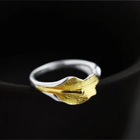 fashion female calla lily adjustable silver plated rings jewelry fashion silver plated rings for women wedding party accessories