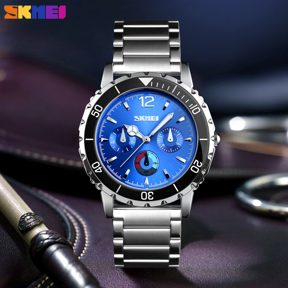 SKMEI модные мужские часы роскошные кварцевые наручные водонепроницаемые