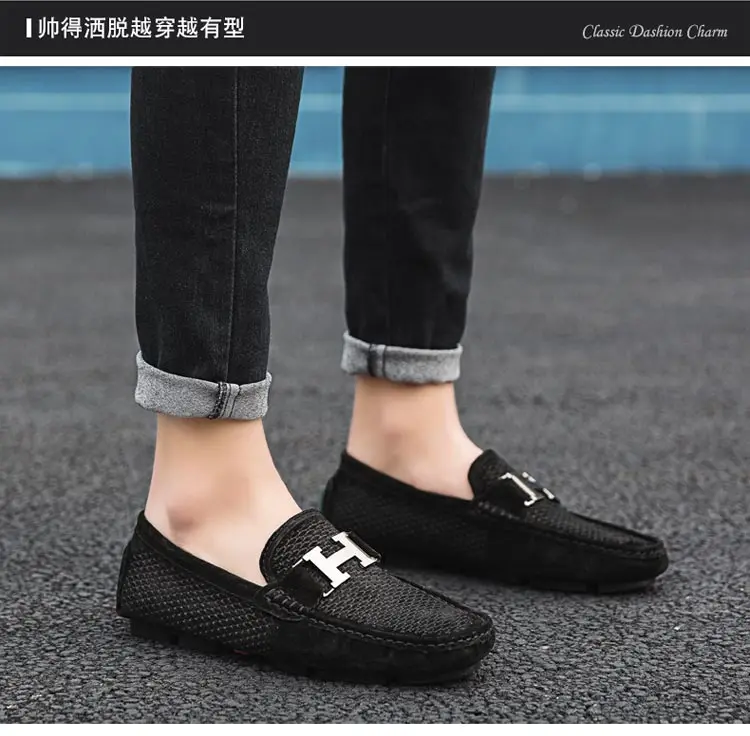 Mocassin homme de Lux; повседневные лоферы; Мужская обувь; дышащая обувь; модная мужская обувь; слипоны; мужские лоферы размера плюс 11; черный цвет