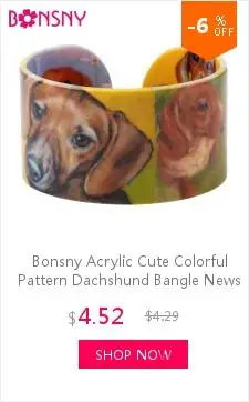 Bonsny Акриловые Широкий котенка узор браслеты браслет Новинка животных украшения для Для женщин девочек подарок для любителей животных вечерние аксессуары
